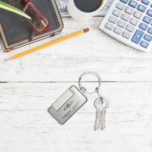 Metal Keychain Rectangle Gun Metal Matte Finish Plate - Image 10