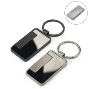 Metal Keychain Rectangle Gun Metal Matte Finish Plate - Image 1