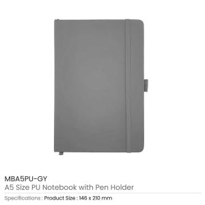 A5 PU Notebooks with Pen Holder - Image 16