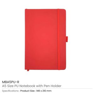 A5 PU Notebooks with Pen Holder - Image 11