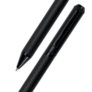 Black Metal Pens with Diamond Textured Design Barrel - Image 3