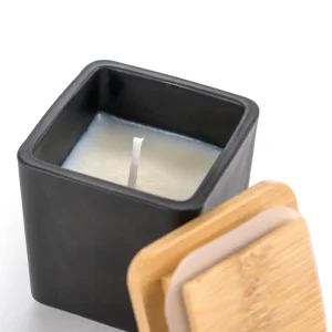 Scented Candle in Square Glass Bottle with Bamboo Lid, Oakmoss & Amber Scent - Image 7