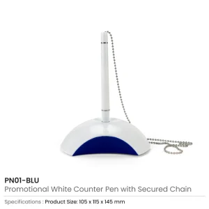 Counter Pen with Base Holder and Secured Chain – Blue Ink - Image 11