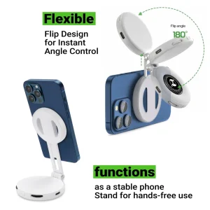 Pocket Selfie Ring Light with MagSafe, Bi-Color LED, 180° Flip Design - Image 4