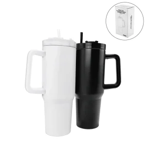 Tumblers with Handle and Straw in Stainless Steel 1200ml - Image 1