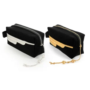 Black Multi-Purpose Utility & Cosmetic Pouch with Bisht Embroidery - Image 1