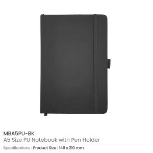 A5 PU Notebooks with Pen Holder - Image 18
